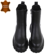 Ghete casual piele naturala Chelsea - negru dama
