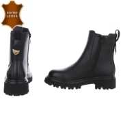 Ghete casual piele naturala Chelsea - negru dama