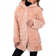 Palton blana artificiala - roz pudrat dama