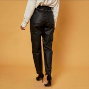 Pantaloni piele ecologica denim Life - negru dama