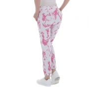 Pantaloni imprimeu multicolor - roz pudrat dama