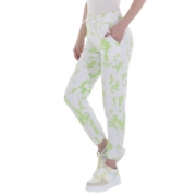 Pantaloni imprimeu multicolor - verde dama