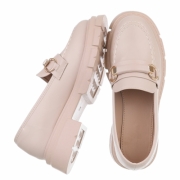 Pantofi loafers - bej dama
