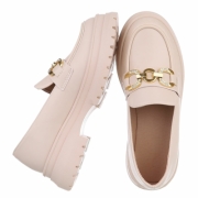 Pantofi loafers - bej dama