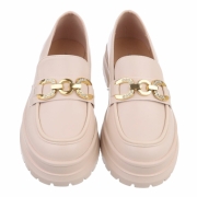 Pantofi loafers - bej dama