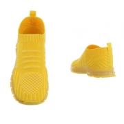 Pantofi sport fara siret copii - alb galben