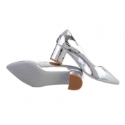 Pantofi toc mic gros - argintiu dama