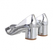 Pantofi toc mic gros - argintiu dama