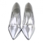 Pantofi toc mic gros - argintiu dama