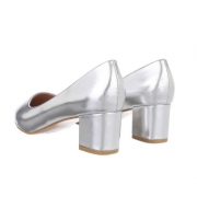 Pantofi eleganti cu toc mic gros - argintiu dama