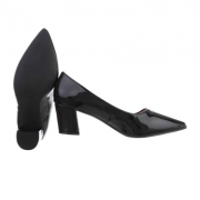 Pantofi clasici cu toc gros - negru dama