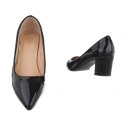 Pantofi clasici cu toc gros - negru dama