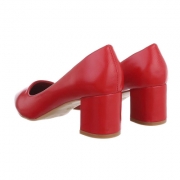 Pantofi toc mic gros - rosu dama