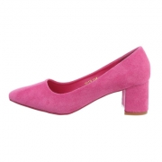 Pantofi toc mic gros - roz fuchsia dama