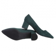 Pantofi toc mic gros - verde dama