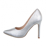 Pantofi cu toc inalt - argintiu dama