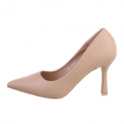 Pantofi eleganti cu toc - bej dama