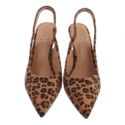Pantofi ocazie cu toc subtire - imprimeu leopard dama