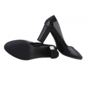 Pantofi lac eleganti cu toc gros - negru dama