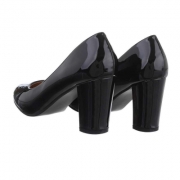 Pantofi lac eleganti cu toc gros - negru dama