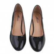 Pantofi lac eleganti cu toc gros - negru dama
