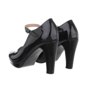 Pantofi lacuiti Mary Jane cu toc gros - negru dama