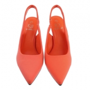 Pantofi ocazie cu toc subtire - portocaliu dama