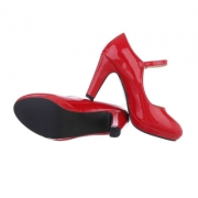 Pantofi lacuiti Mary Jane cu toc gros - rosu dama