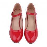 Pantofi lacuiti Mary Jane cu toc gros - rosu dama