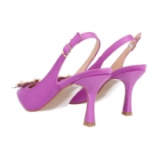 Pantofi ocazie cu toc si strasuri - violet dama