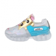 Pantofi sport colorati cu talpa groasa - alb auriu dama