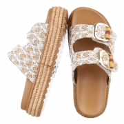 Papuci boho platforma - alb dama