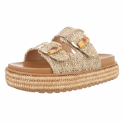 Papuci boho platforma - bej dama