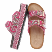 Papuci boho platforma - roz fuchsia dama