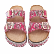 Papuci boho platforma - roz fuchsia dama