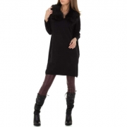 Rochie pulover cu guler blana - JCL   negru dama