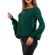 Pulover cu un umar gol - verde dama