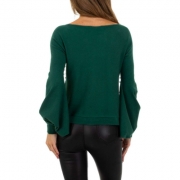Pulover cu un umar gol - verde dama