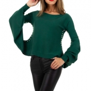 Pulover cu un umar gol - verde dama
