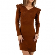 Rochie tricotata cu maneca lunga - Emma & Ashley Design   maro dama