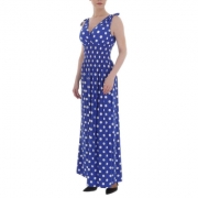 Rochie lunga cu buline - albastru dama