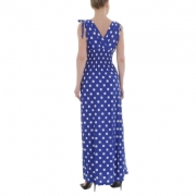 Rochie lunga cu buline - albastru dama