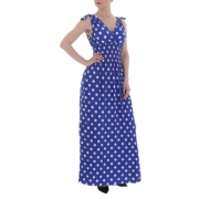 Rochie lunga cu buline - albastru dama