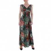 Rochie lunga cu imprimeu floral - verde dama