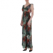 Rochie lunga cu imprimeu floral - verde dama