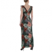 Rochie lunga cu imprimeu floral - verde dama