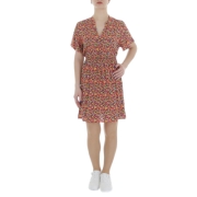Rochie scurta cu imprimeu - portocaliu dama