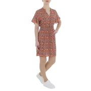 Rochie scurta cu imprimeu - portocaliu dama