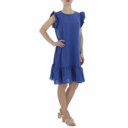 Rochie casual cu maneca scurta - albastru dama