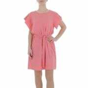 Rochie casual cu maneca scurta - rosu corai dama